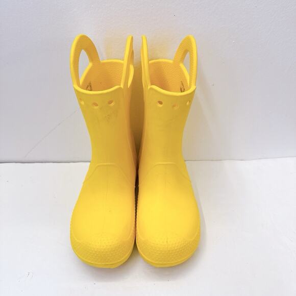 CROCS Handle It Rain Boots Big Kids 3 J Yellow Slip On Rubber Waterproof Shoes - Picture 4 of 7